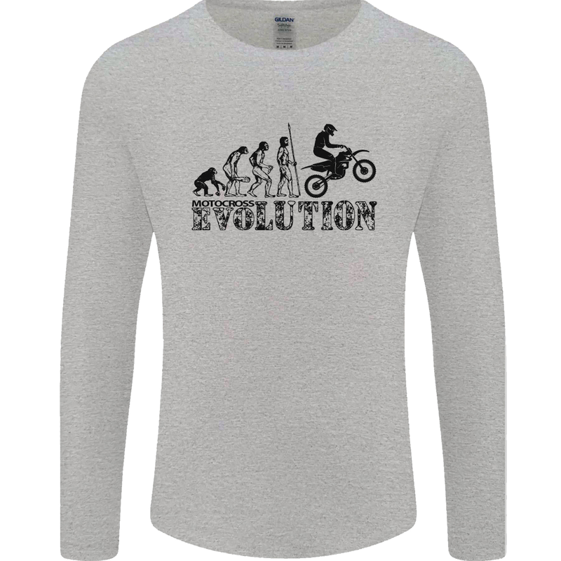 Evolution of Motorcycle Motorbike Biker Mens Long Sleeve T-Shirt Sports Grey