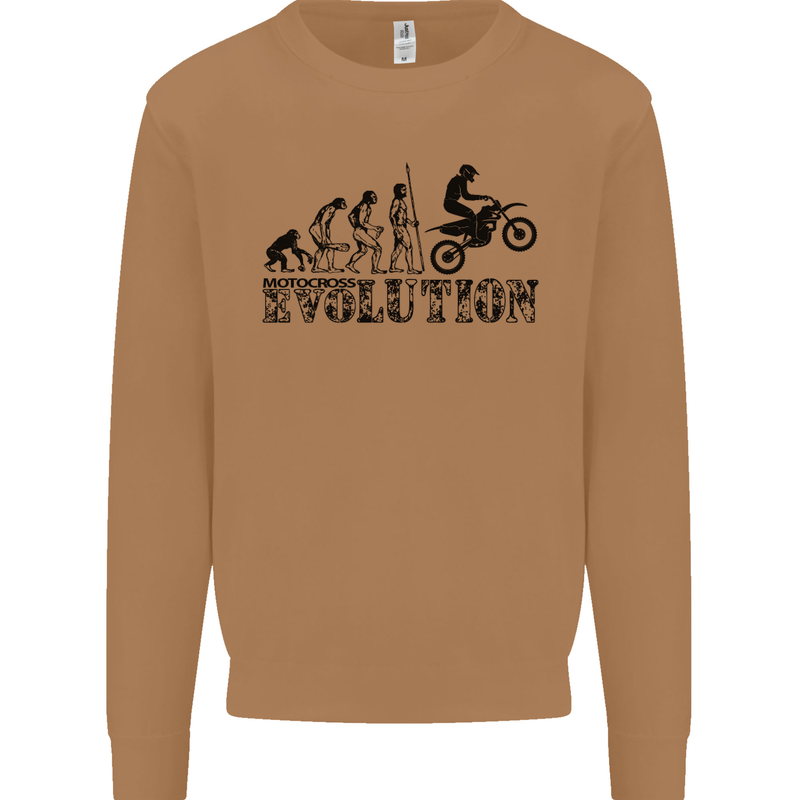 Evolution of Motorcycle Motorbike Biker Mens Sweatshirt Jumper Caramel Latte