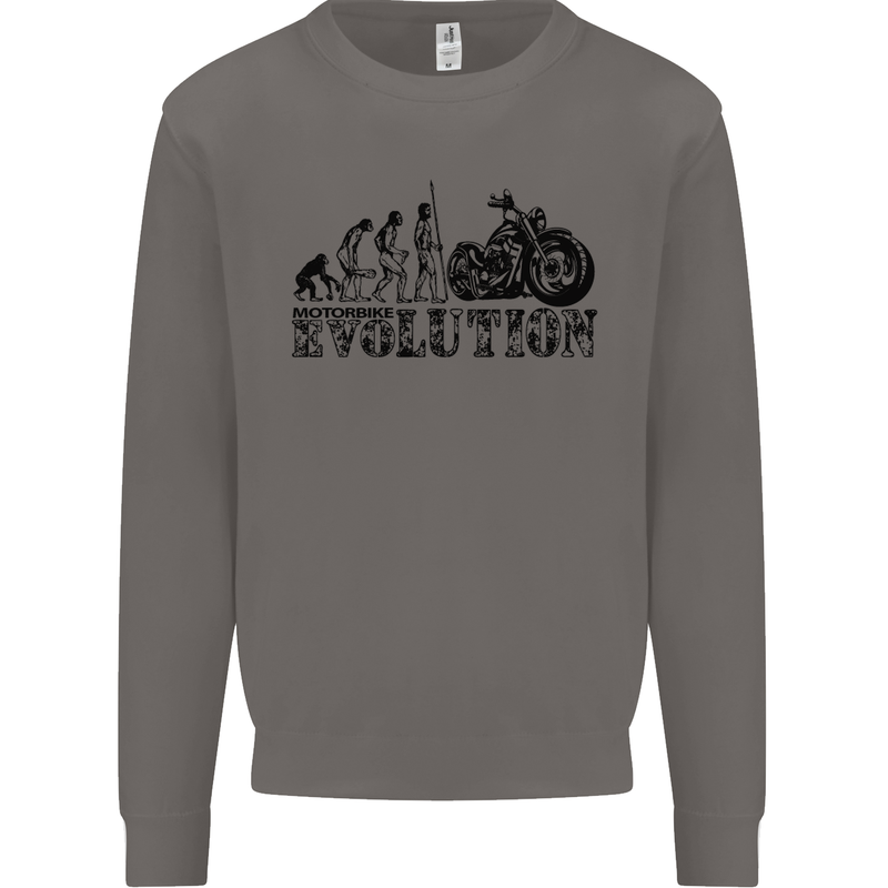 Evolution of Motorcycle Motorbike Biker Mens Sweatshirt Jumper Charcoal