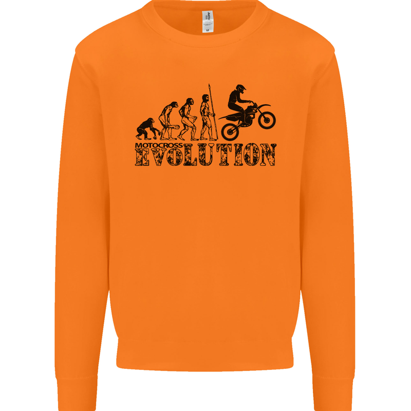 Evolution of Motorcycle Motorbike Biker Mens Sweatshirt Jumper Orange