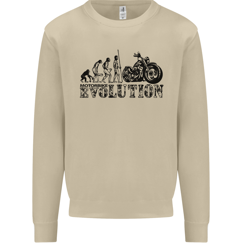 Evolution of Motorcycle Motorbike Biker Mens Sweatshirt Jumper Sand