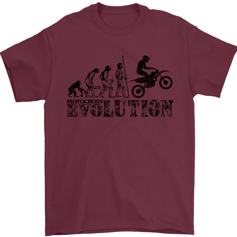 Evolution of Motorcycle Motorbike Biker Mens T-Shirt Cotton Gildan Maroon