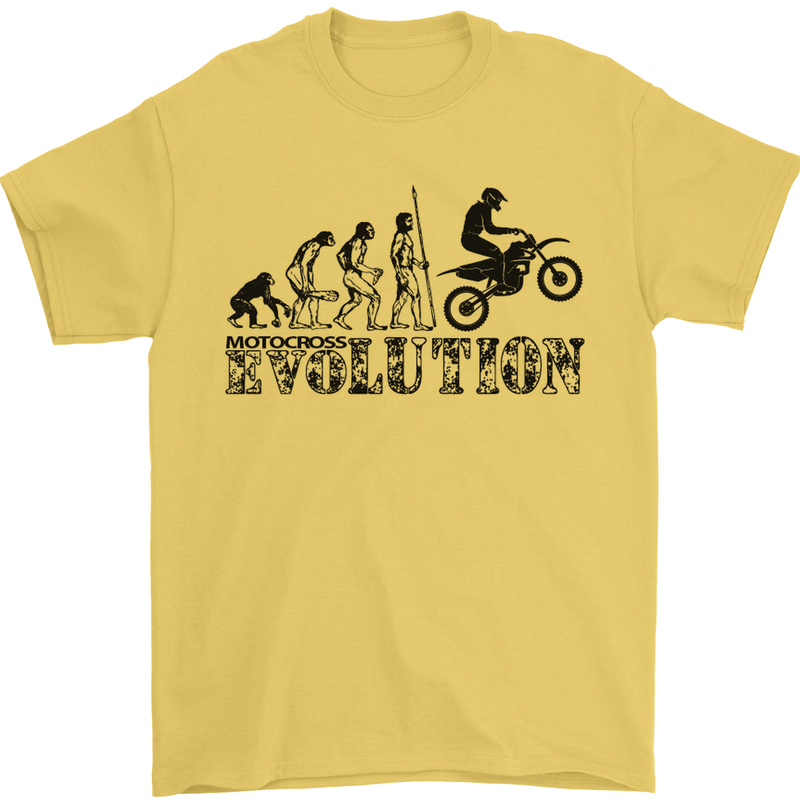Evolution of Motorcycle Motorbike Biker Mens T-Shirt Cotton Gildan Yellow
