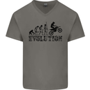 Evolution of Motorcycle Motorbike Biker Mens V-Neck Cotton T-Shirt Charcoal