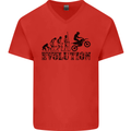 Evolution of Motorcycle Motorbike Biker Mens V-Neck Cotton T-Shirt Red