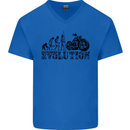 Evolution of Motorcycle Motorbike Biker Mens V-Neck Cotton T-Shirt Royal Blue