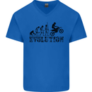 Evolution of Motorcycle Motorbike Biker Mens V-Neck Cotton T-Shirt Royal Blue