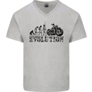 Evolution of Motorcycle Motorbike Biker Mens V-Neck Cotton T-Shirt Sports Grey