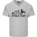 Evolution of Motorcycle Motorbike Biker Mens V-Neck Cotton T-Shirt Sports Grey