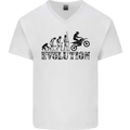 Evolution of Motorcycle Motorbike Biker Mens V-Neck Cotton T-Shirt White