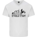 Evolution of Motorcycle Motorbike Biker Mens V-Neck Cotton T-Shirt White
