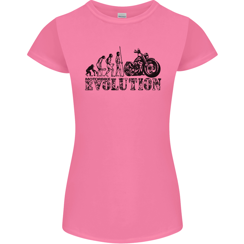 Evolution of Motorcycle Motorbike Biker Womens Petite Cut T-Shirt Azalea
