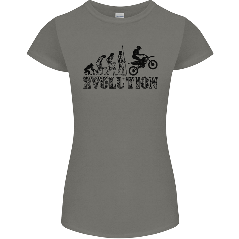Evolution of Motorcycle Motorbike Biker Womens Petite Cut T-Shirt Charcoal