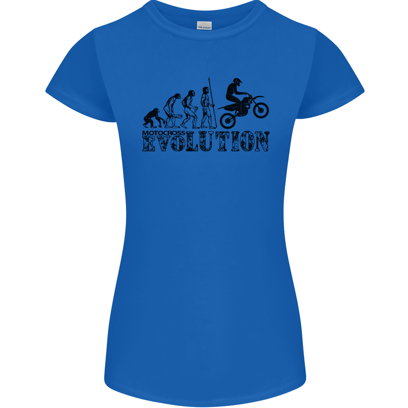 Evolution of Motorcycle Motorbike Biker Womens Petite Cut T-Shirt Royal Blue