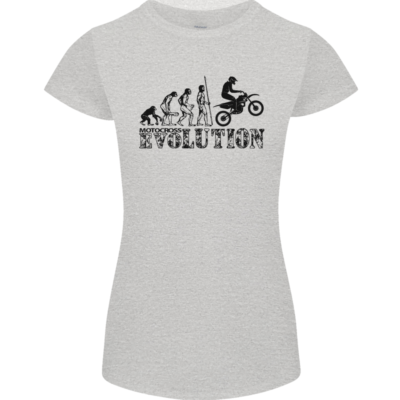Evolution of Motorcycle Motorbike Biker Womens Petite Cut T-Shirt Sports Grey