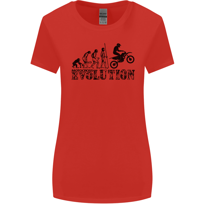 Evolution of Motorcycle Motorbike Biker Womens Wider Cut T-Shirt Red