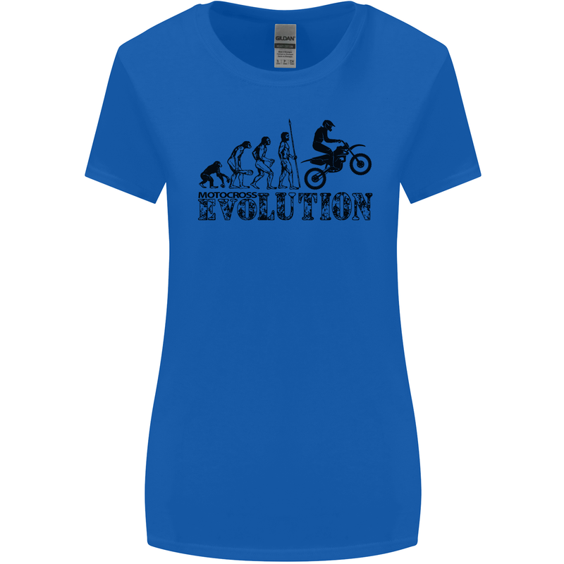 Evolution of Motorcycle Motorbike Biker Womens Wider Cut T-Shirt Royal Blue