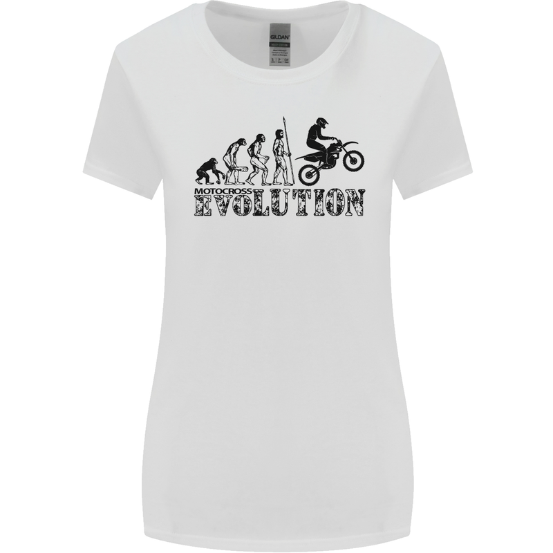 Evolution of Motorcycle Motorbike Biker Womens Wider Cut T-Shirt White