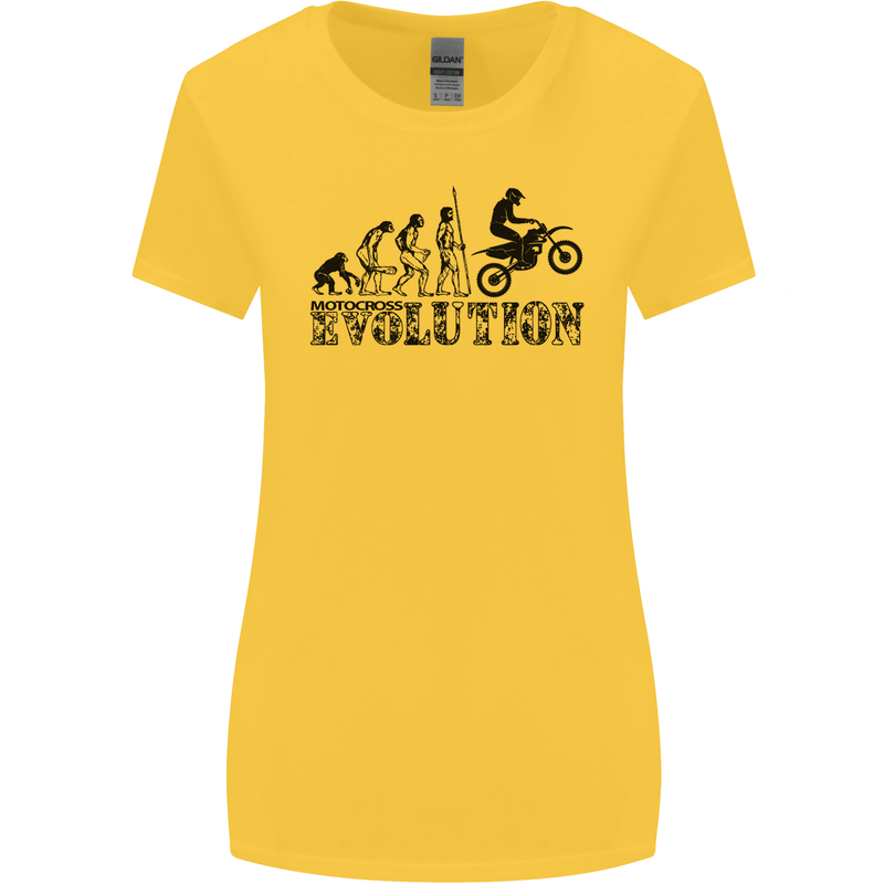 Evolution of Motorcycle Motorbike Biker Womens Wider Cut T-Shirt Yellow