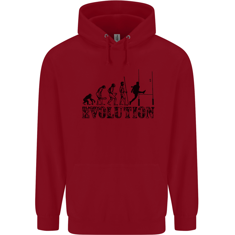 Evolution of Rugby Player Union Funny Childrens Kids Hoodie Red
