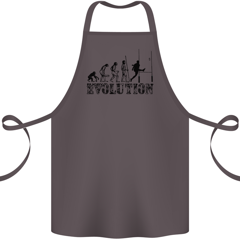 Evolution of Rugby Player Union Funny Cotton Apron 100% Organic Dark Grey
