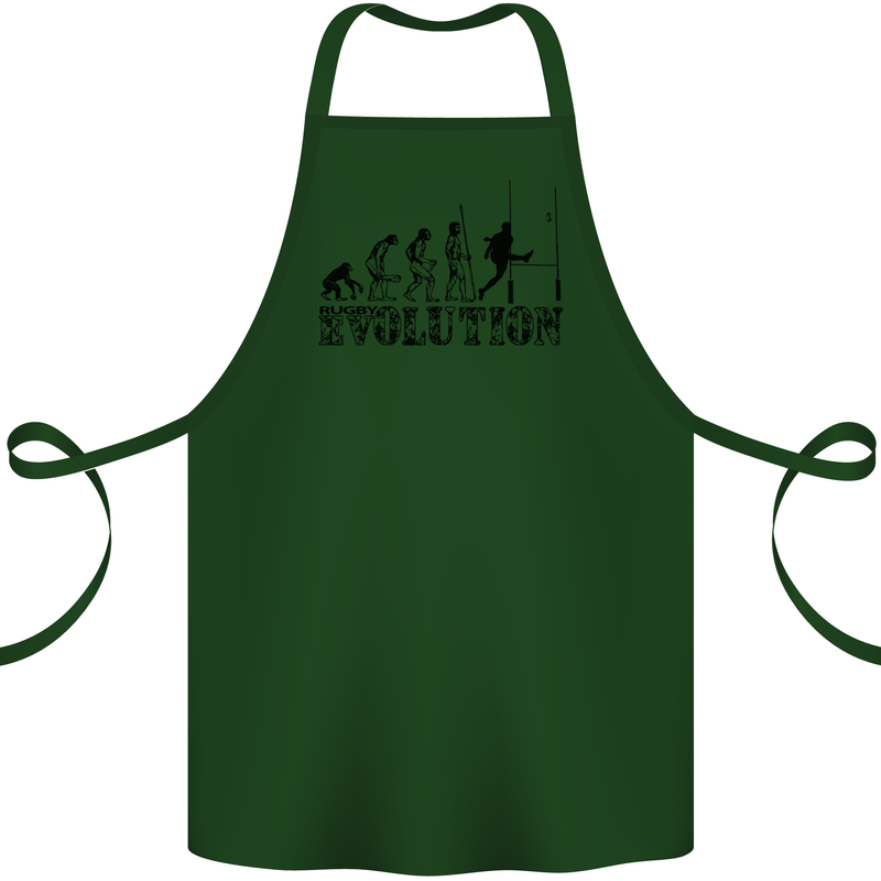 Evolution of Rugby Player Union Funny Cotton Apron 100% Organic Forest Green