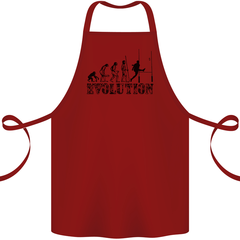 Evolution of Rugby Player Union Funny Cotton Apron 100% Organic Maroon