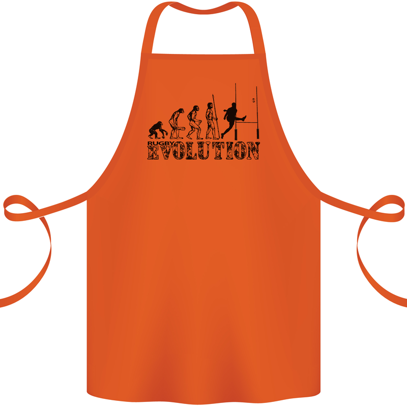 Evolution of Rugby Player Union Funny Cotton Apron 100% Organic Orange