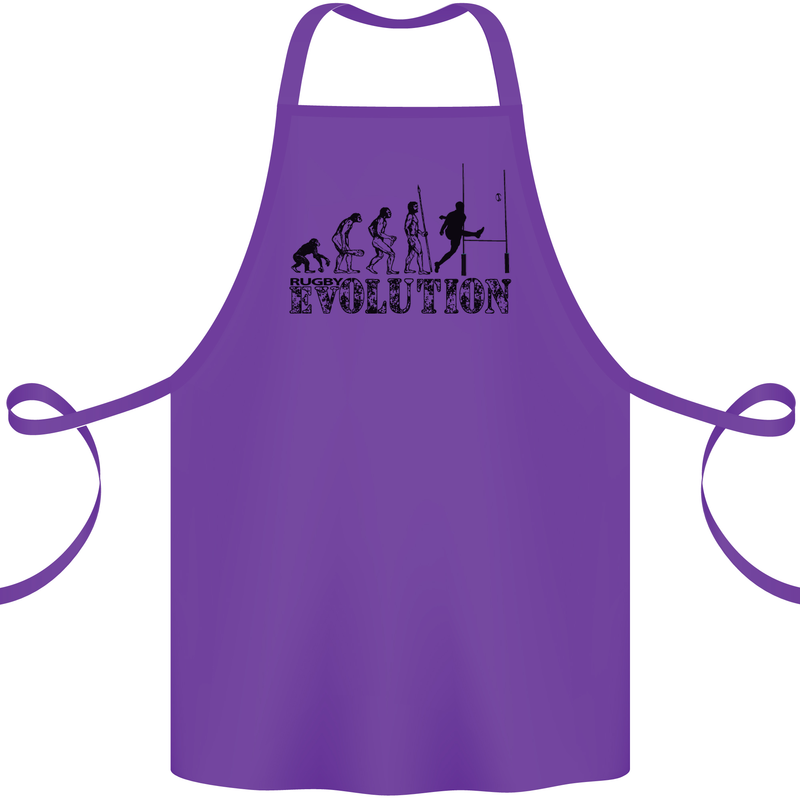 Evolution of Rugby Player Union Funny Cotton Apron 100% Organic Purple