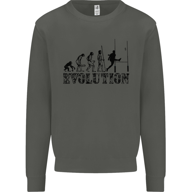 Evolution of Rugby Player Union Funny Kids Sweatshirt Jumper Storm Grey