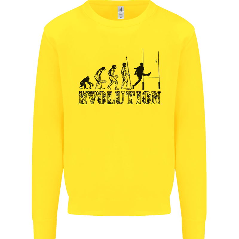 Evolution of Rugby Player Union Funny Kids Sweatshirt Jumper Yellow