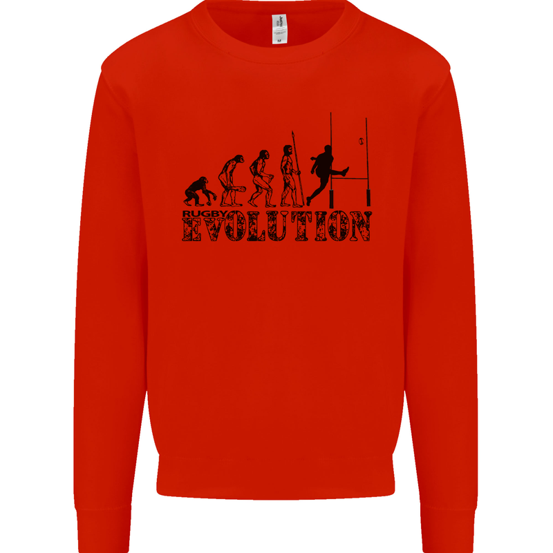 Evolution of Rugby Player Union Funny Mens Sweatshirt Jumper Bright Red