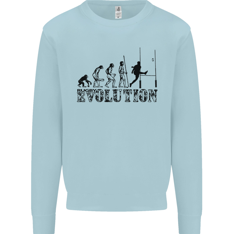 Evolution of Rugby Player Union Funny Mens Sweatshirt Jumper Light Blue