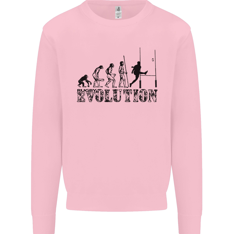 Evolution of Rugby Player Union Funny Mens Sweatshirt Jumper Light Pink