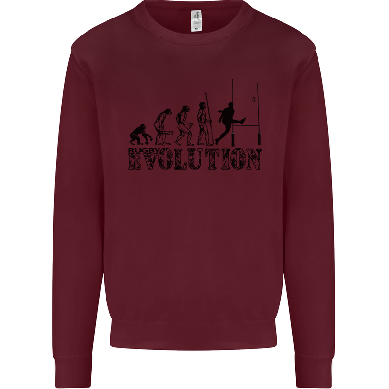 Evolution of Rugby Player Union Funny Mens Sweatshirt Jumper Maroon