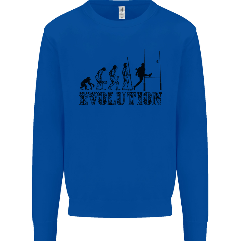 Evolution of Rugby Player Union Funny Mens Sweatshirt Jumper Royal Blue