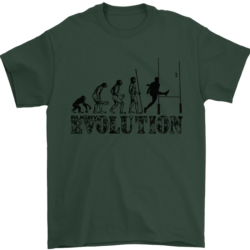Evolution of Rugby Player Union Funny Mens T-Shirt Cotton Gildan Forest Green