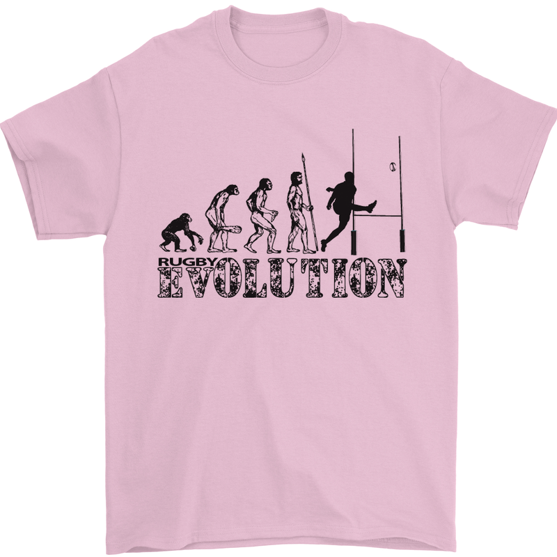 Evolution of Rugby Player Union Funny Mens T-Shirt Cotton Gildan Light Pink