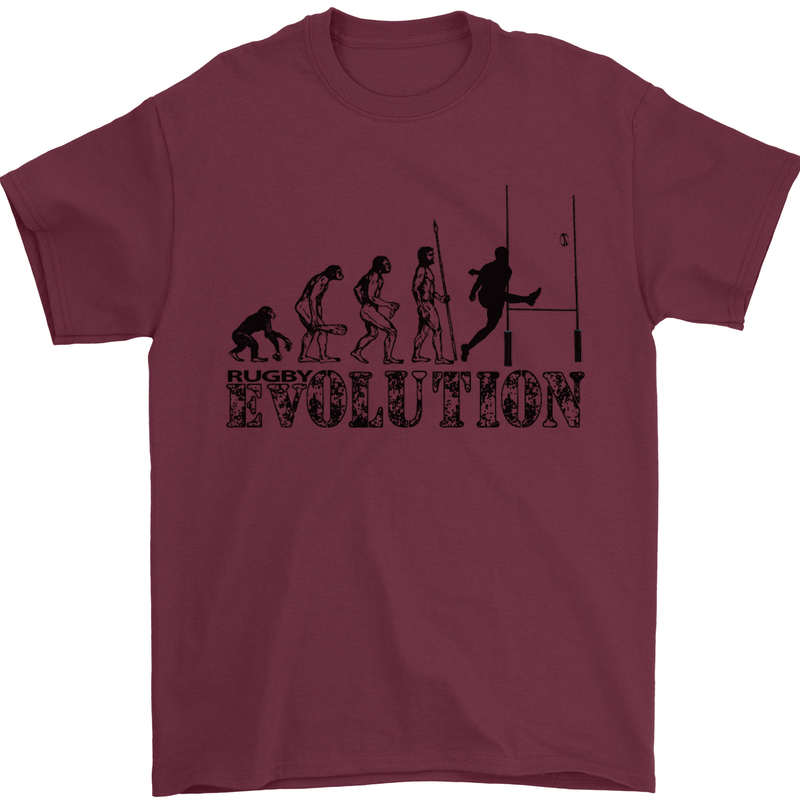 Evolution of Rugby Player Union Funny Mens T-Shirt Cotton Gildan Maroon