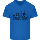 Evolution of Rugby Player Union Funny Mens V-Neck Cotton T-Shirt Royal Blue