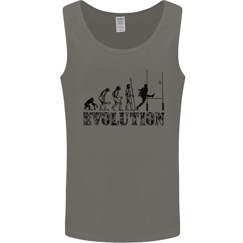 Evolution of Rugby Player Union Funny Mens Vest Tank Top Charcoal