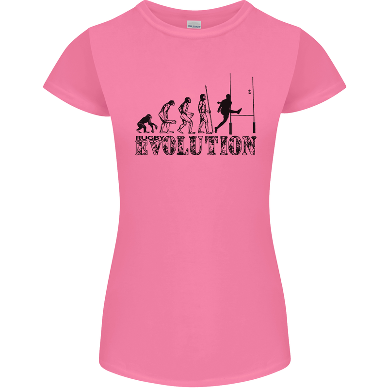 Evolution of Rugby Player Union Funny Womens Petite Cut T-Shirt Azalea