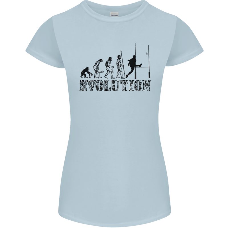 Evolution of Rugby Player Union Funny Womens Petite Cut T-Shirt Light Blue