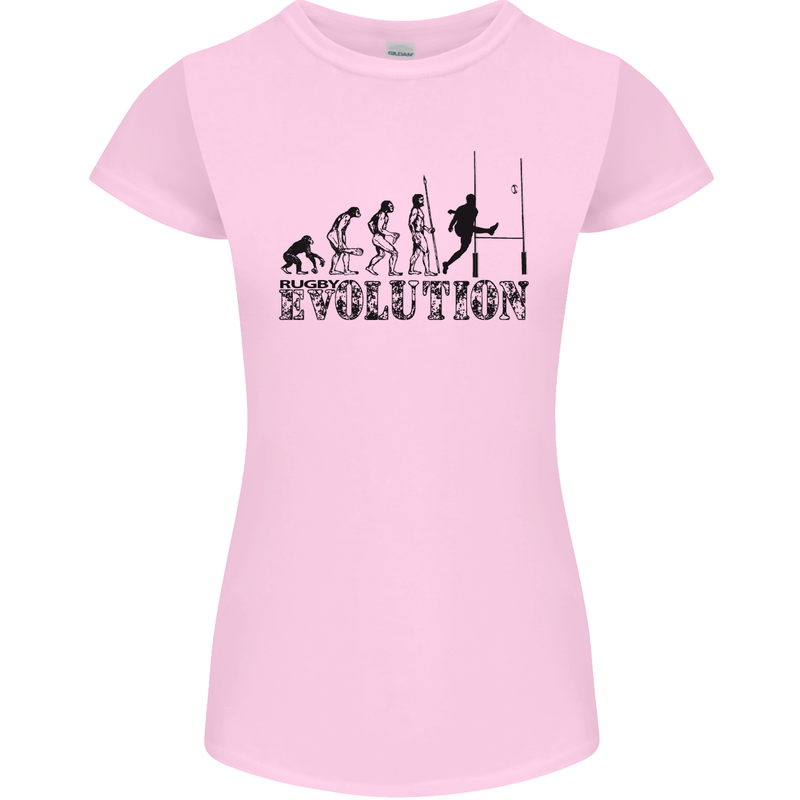 Evolution of Rugby Player Union Funny Womens Petite Cut T-Shirt Light Pink