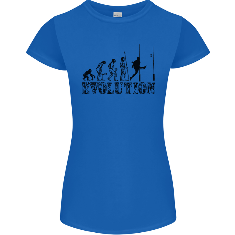 Evolution of Rugby Player Union Funny Womens Petite Cut T-Shirt Royal Blue