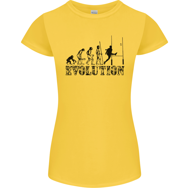 Evolution of Rugby Player Union Funny Womens Petite Cut T-Shirt Yellow