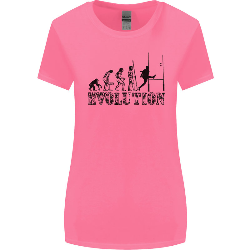 Evolution of Rugby Player Union Funny Womens Wider Cut T-Shirt Azalea