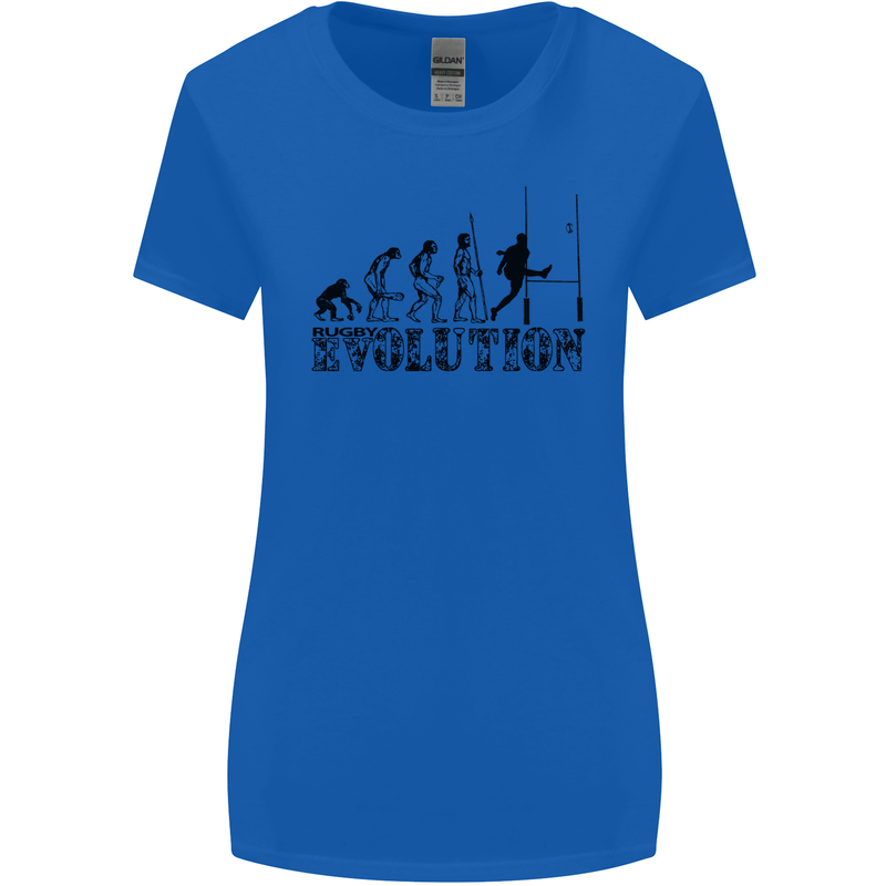 Evolution of Rugby Player Union Funny Womens Wider Cut T-Shirt Royal Blue