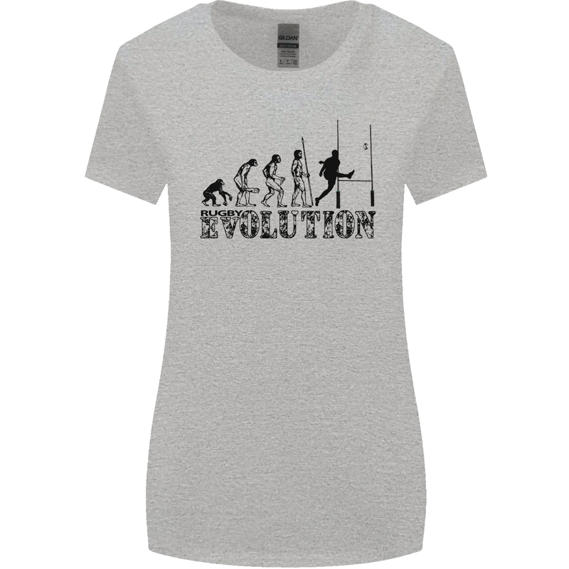Evolution of Rugby Player Union Funny Womens Wider Cut T-Shirt Sports Grey