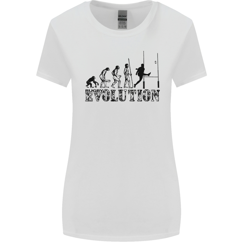 Evolution of Rugby Player Union Funny Womens Wider Cut T-Shirt White